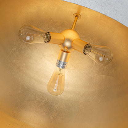 Octavia oversized dome pendant – gold leaf interior with bulbs