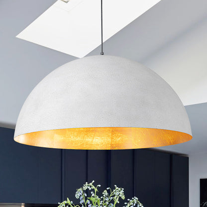 Octavia oversized dome pendant – distressed white dome by a window