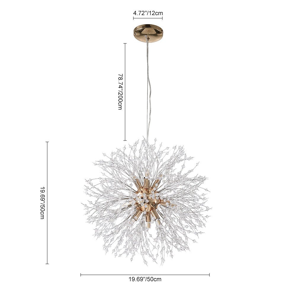 Delphine firework crystal chandelier – size diagram