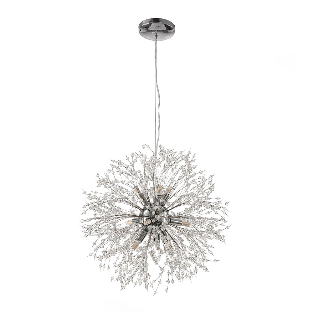 Delphine firework crystal chandelier – in chrome on white