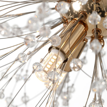 Delphine firework crystal chandelier – gold centre close-up