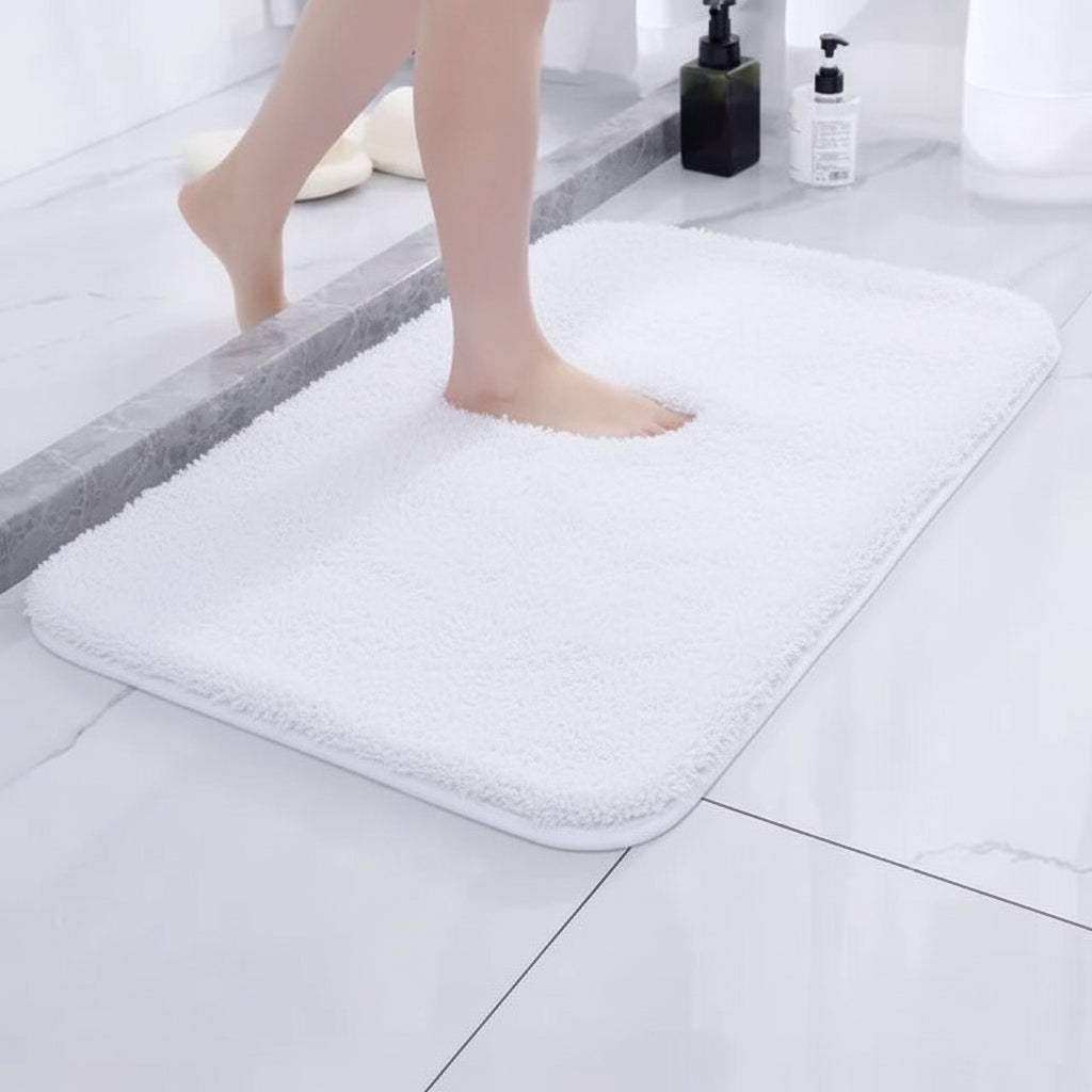 Mabelle Plush Bath Mat – White