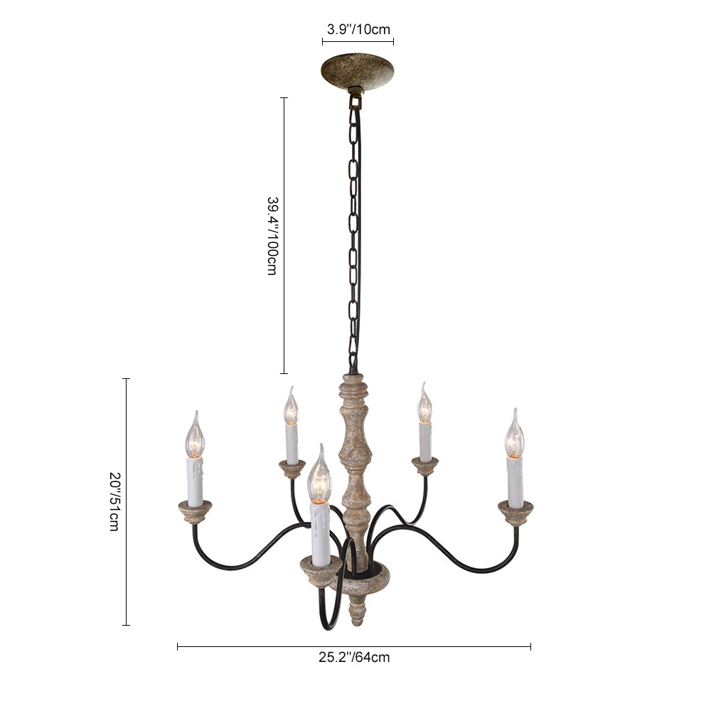 Amalia 5-light chandelier size diagram with dimensions