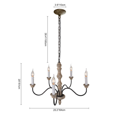 Amalia 5-light chandelier size diagram with dimensions