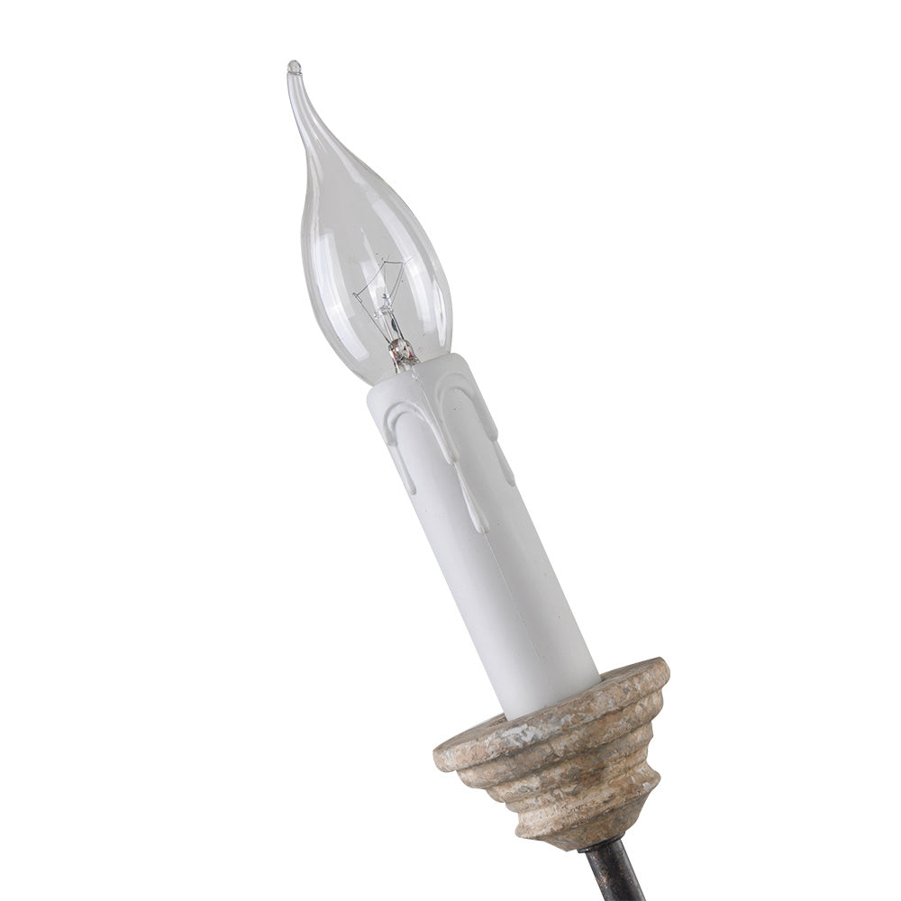 Close-up of an Amalia candle holder and bulb