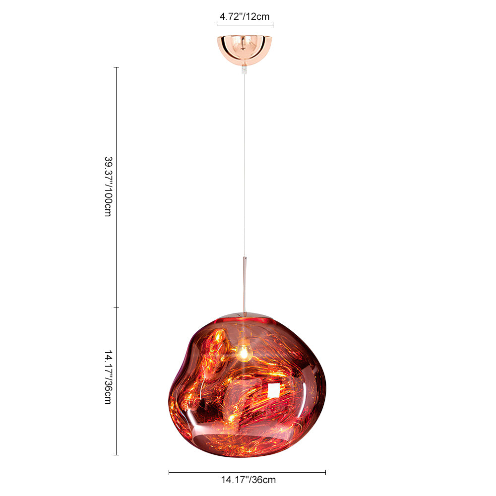 Maribel melt pendant – size diagram, amber