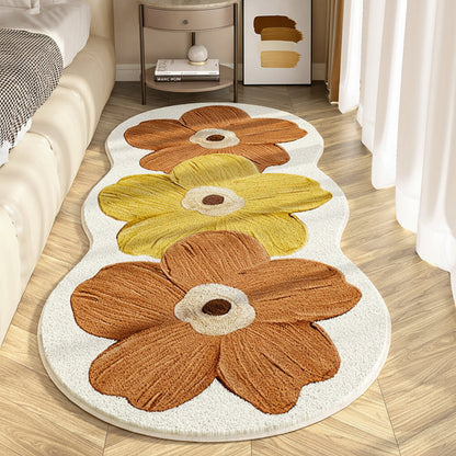 Liesl Floral Wavy-Edge Rug – Orange