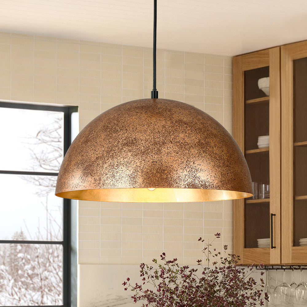 Octavia oversized dome pendant – rusty copper dome