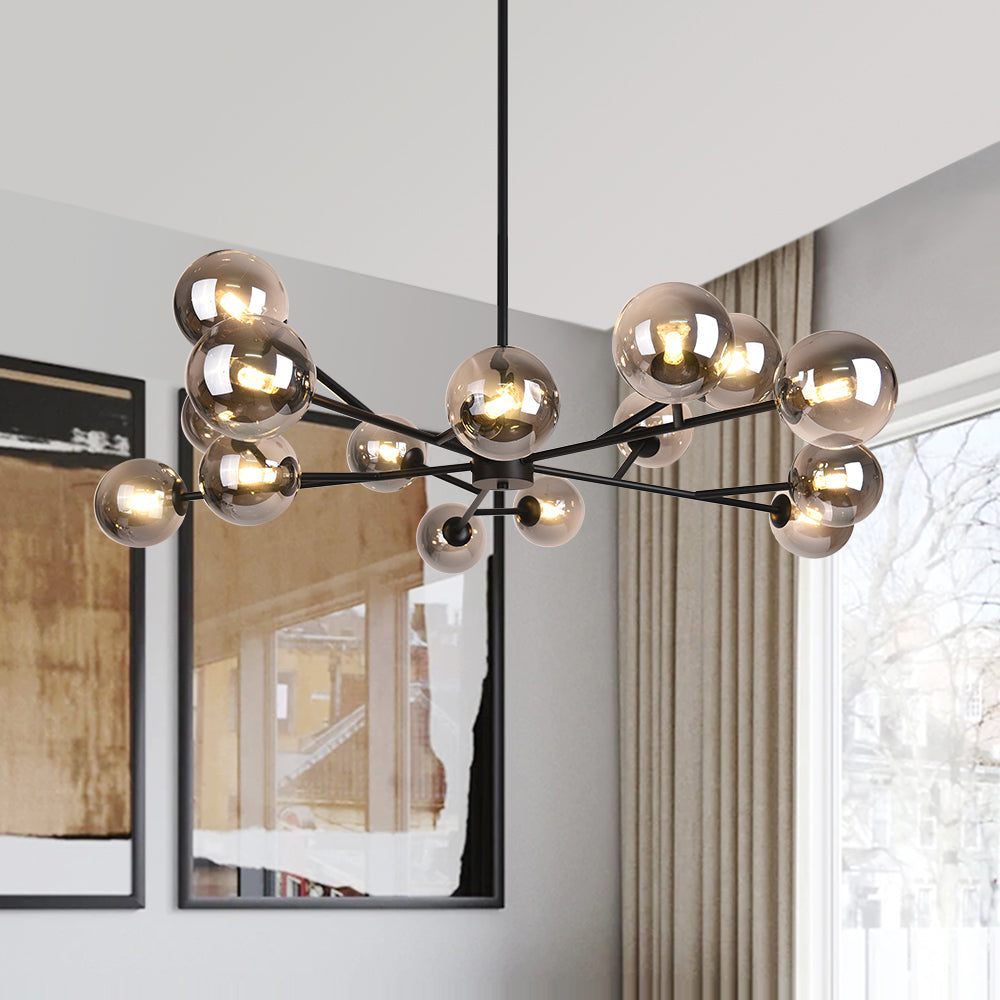 Paloma bubble chandelier – black by a window
