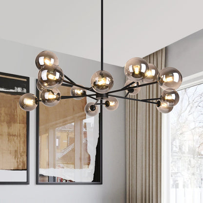Paloma bubble chandelier – black by a window