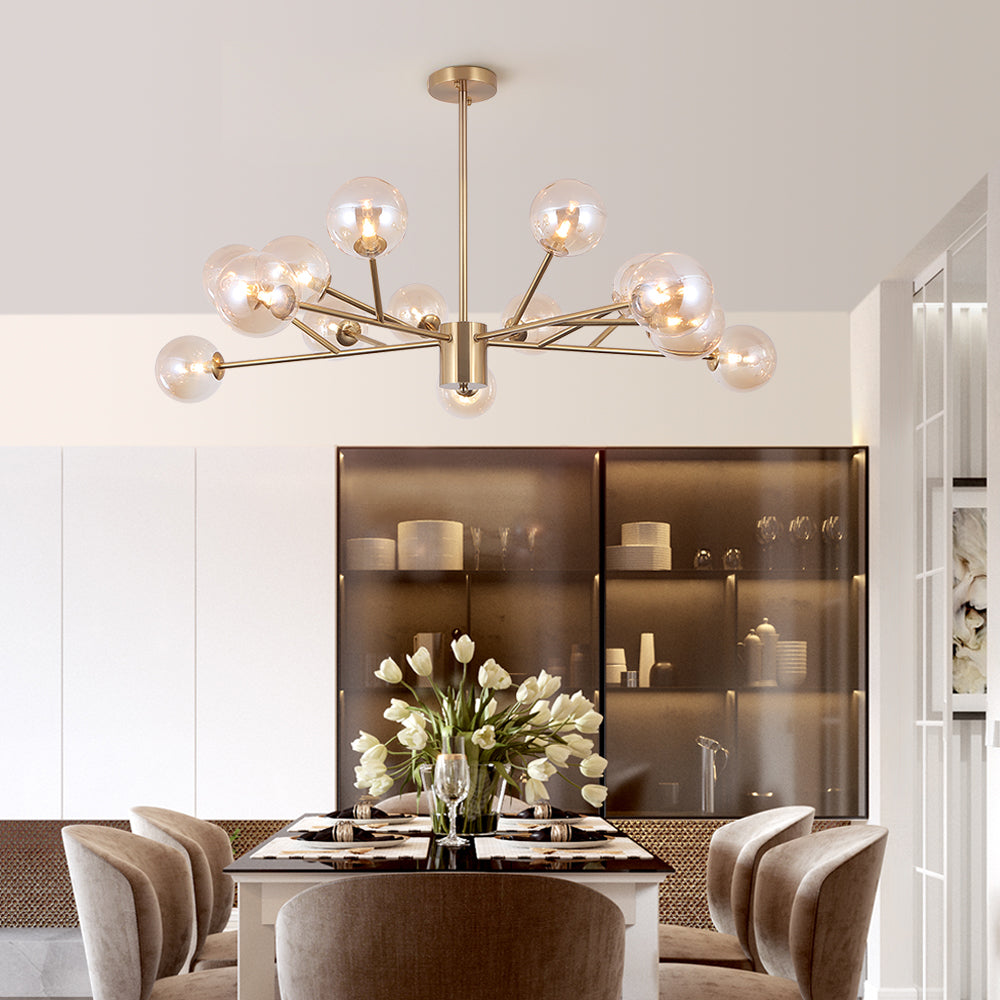 Paloma bubble chandelier – brass in a living room