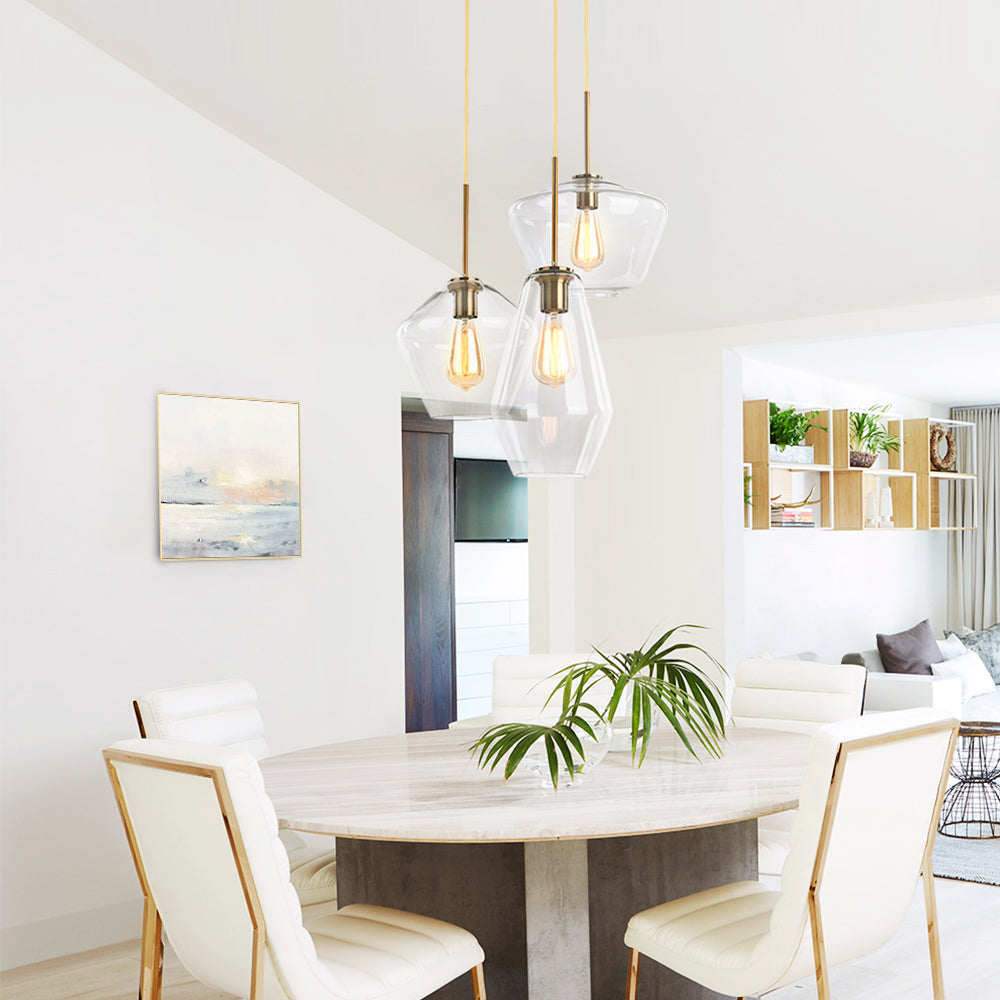 Beatrix faceted glass pendant – over a dining table