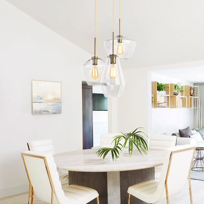 Beatrix faceted glass pendant – over a dining table