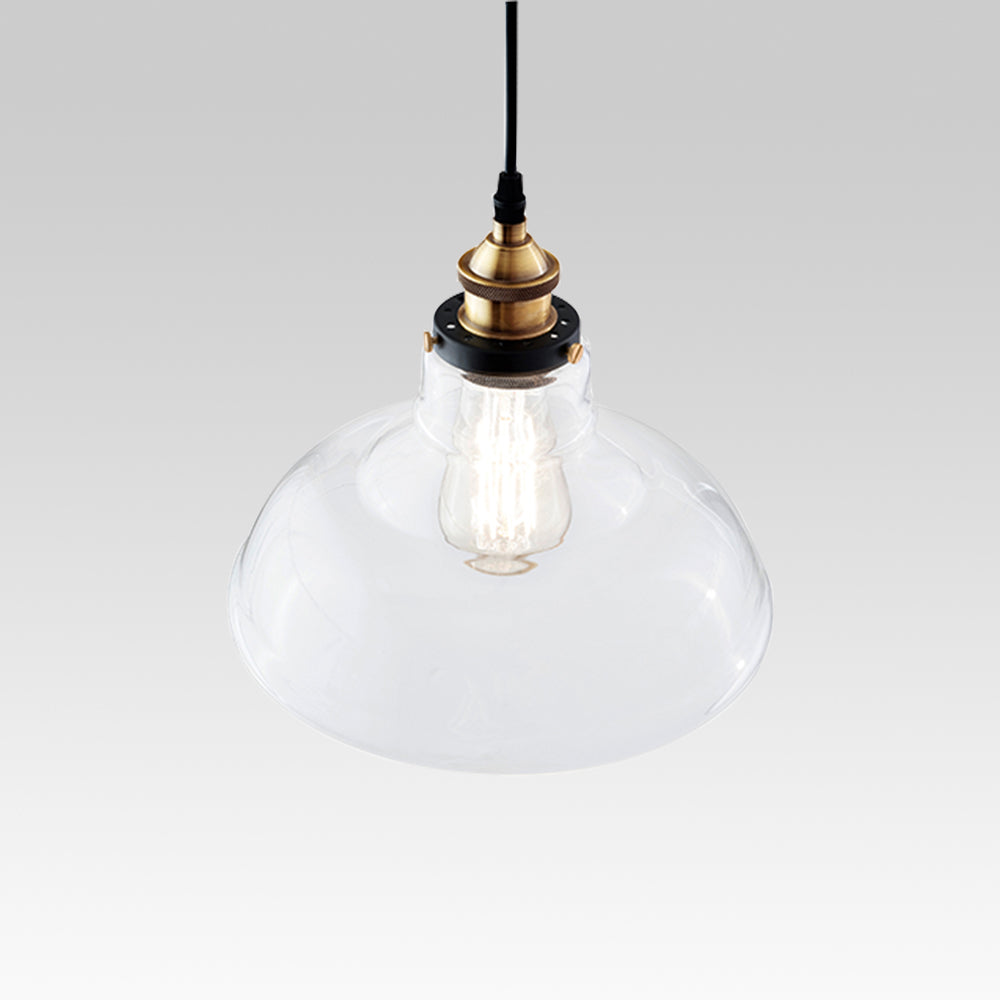 Jasper handblown glass dome pendant – clear glass on grey