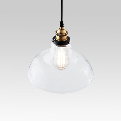 Jasper handblown glass dome pendant – clear glass on grey