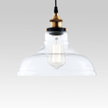 Jasper handblown glass dome pendant – wide clear dome on grey
