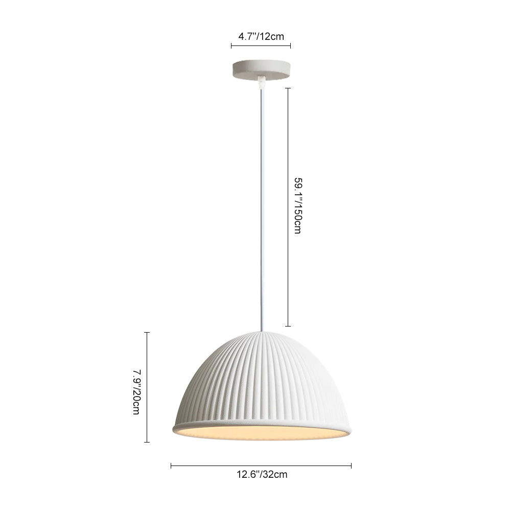 Soraya ribbed resin dome pendant – size diagram