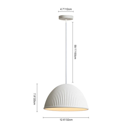 Soraya ribbed resin dome pendant – size diagram