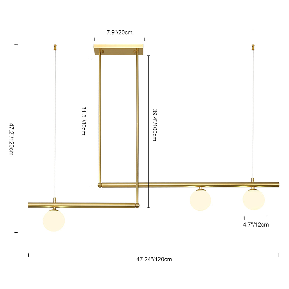 Vittoria linear chandelier – size diagram