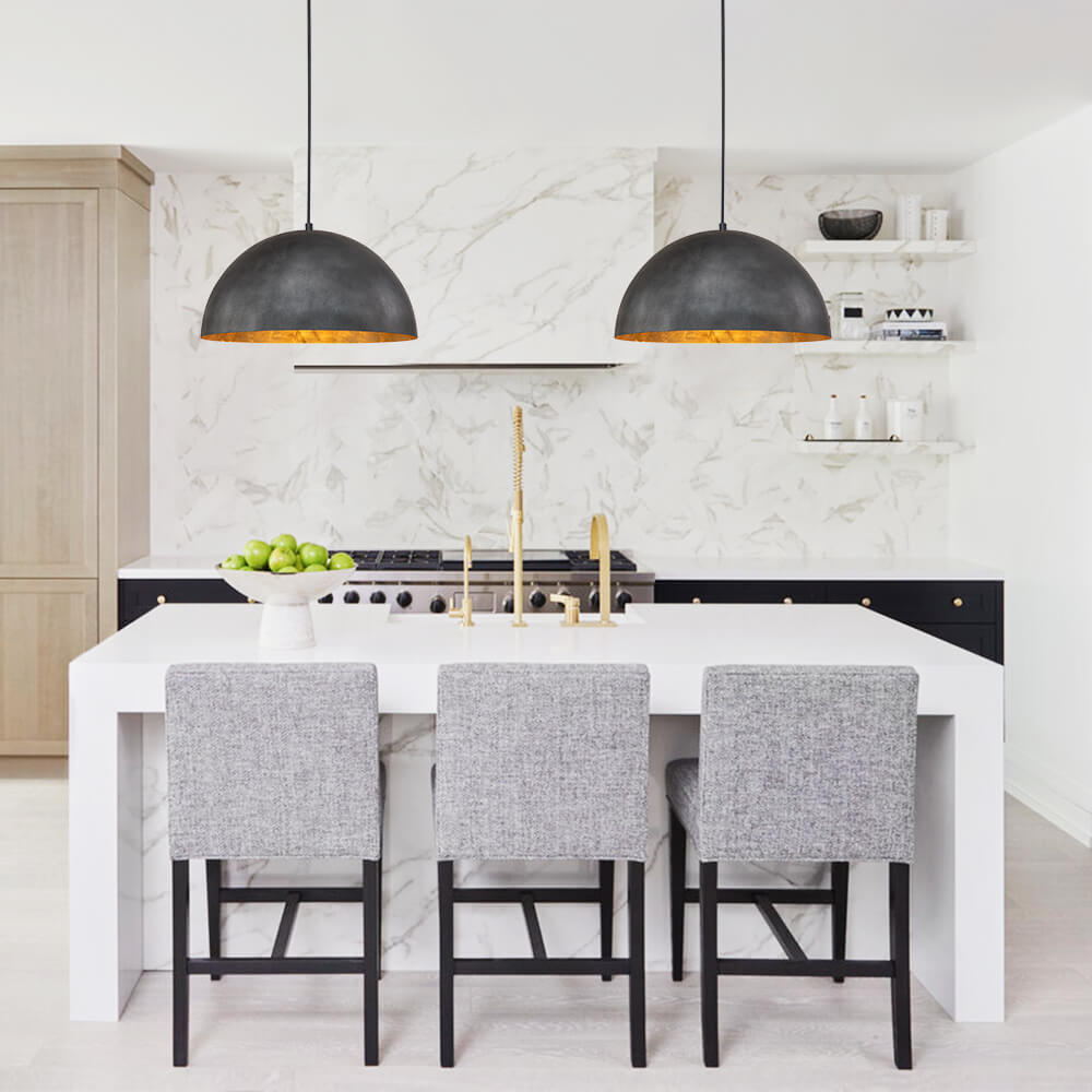 Octavia oversized dome pendant – two domes over a white island