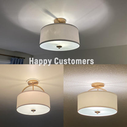 Isadora linen drum ceiling light – customer photos