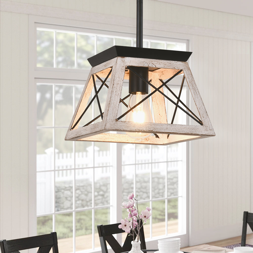 Horatio square cage pendant light – whitewashed by a window