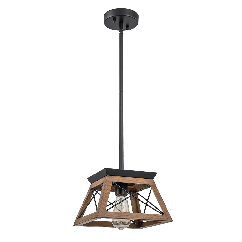 Horatio square cage pendant light – brown on white