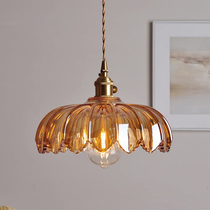 Rosalba Flower Glass Pendant Light – Gold