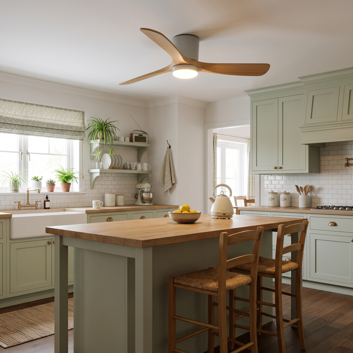 Soren Wooden Ceiling Fan Light - kitchen