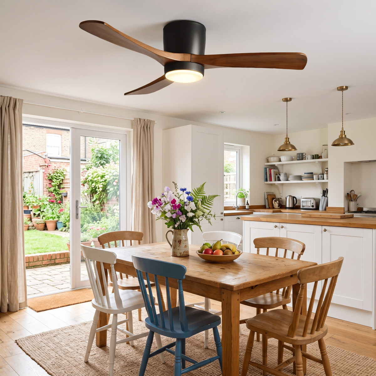 Soren Wooden Ceiling Fan Light - dining room