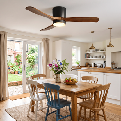 Soren Wooden Ceiling Fan Light - dining room