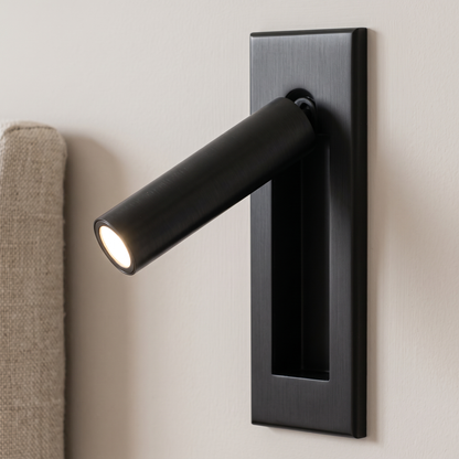 Lorenzo Bedside Sconce - Matt Black, cylinder, hidden switch