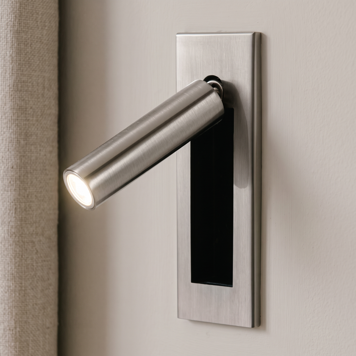 Lorenzo Bedside Sconce - Nickel, cylinder, hidden switch