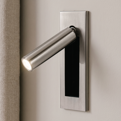 Lorenzo Bedside Sconce - Nickel, cylinder, hidden switch