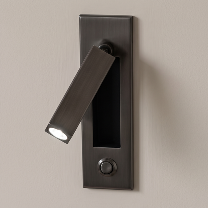 Lorenzo Bedside Sconce - Matt Black, square, button switch