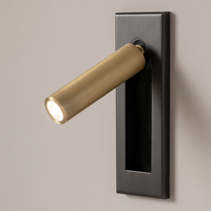 Lorenzo Bedside Sconce - Matt Black + Copper, cylinder, hidden switch