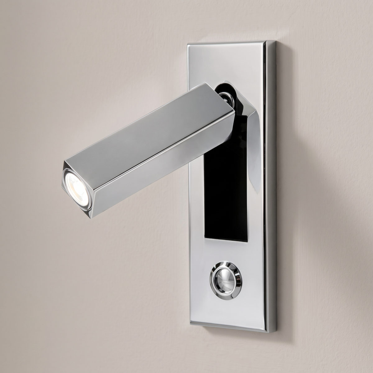 Lorenzo Bedside Sconce - Chrome, square, button switch