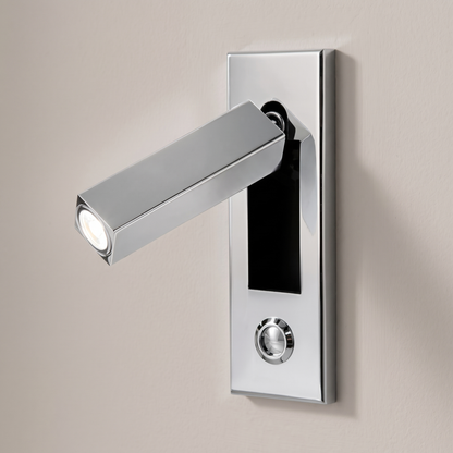 Lorenzo Bedside Sconce - Chrome, square, button switch