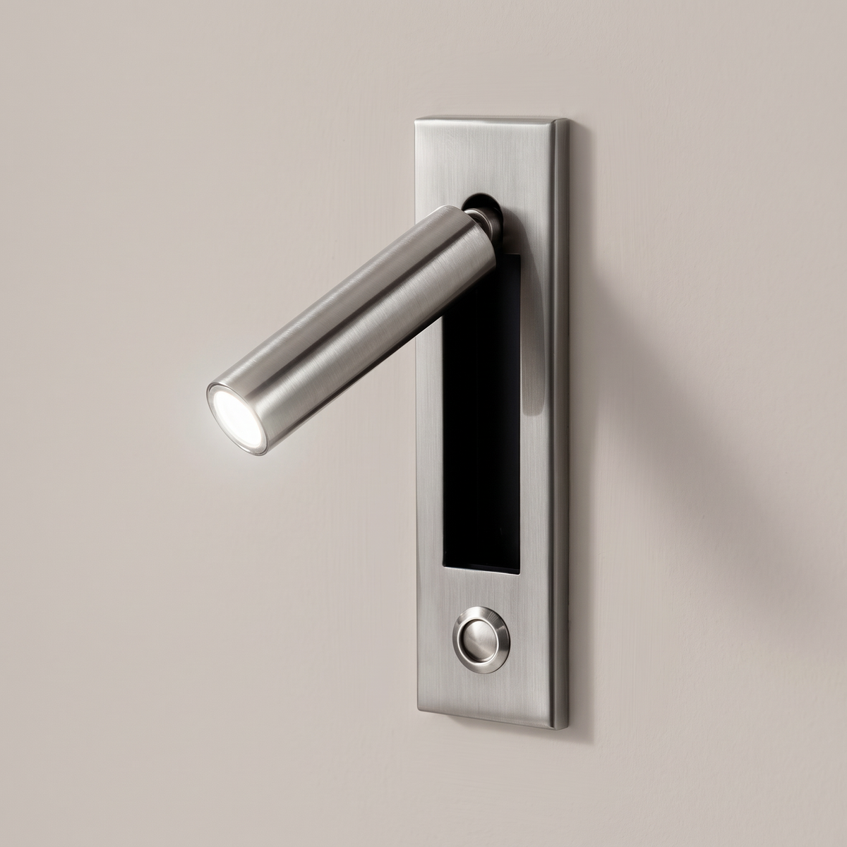 Lorenzo Bedside Sconce - Nickel, cylinder, button switch