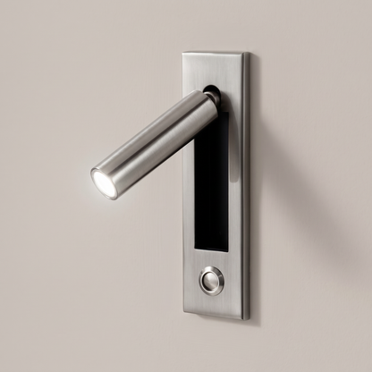 Lorenzo Bedside Sconce - Nickel, cylinder, button switch