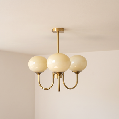 Margaux 3-light chandelier, brass and cream