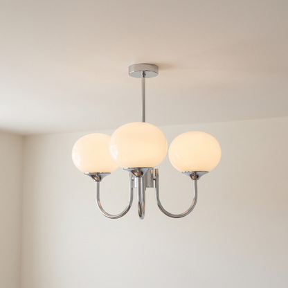 Margaux 3-light chandelier, chrome and white