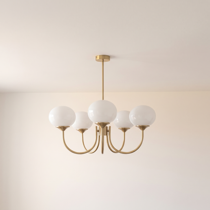 Margaux 5-light chandelier, brass and white