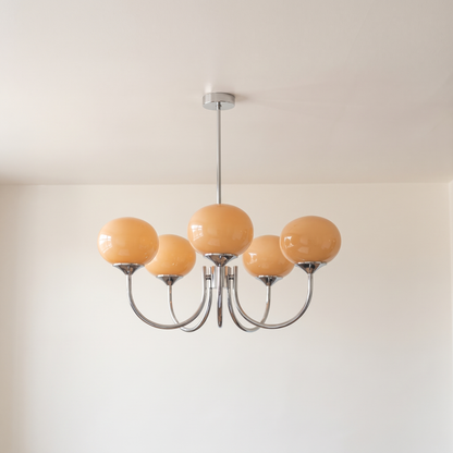 Margaux 5-light chandelier, chrome and orange