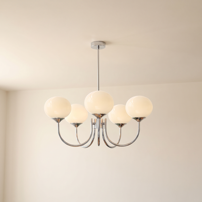 Margaux 5-light chandelier, chrome and white