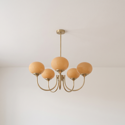 Margaux 5-light chandelier, brass and orange