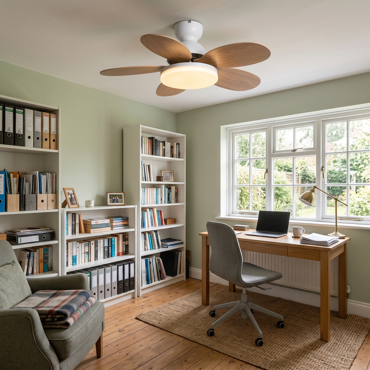 Flora ceiling fan light in a home office