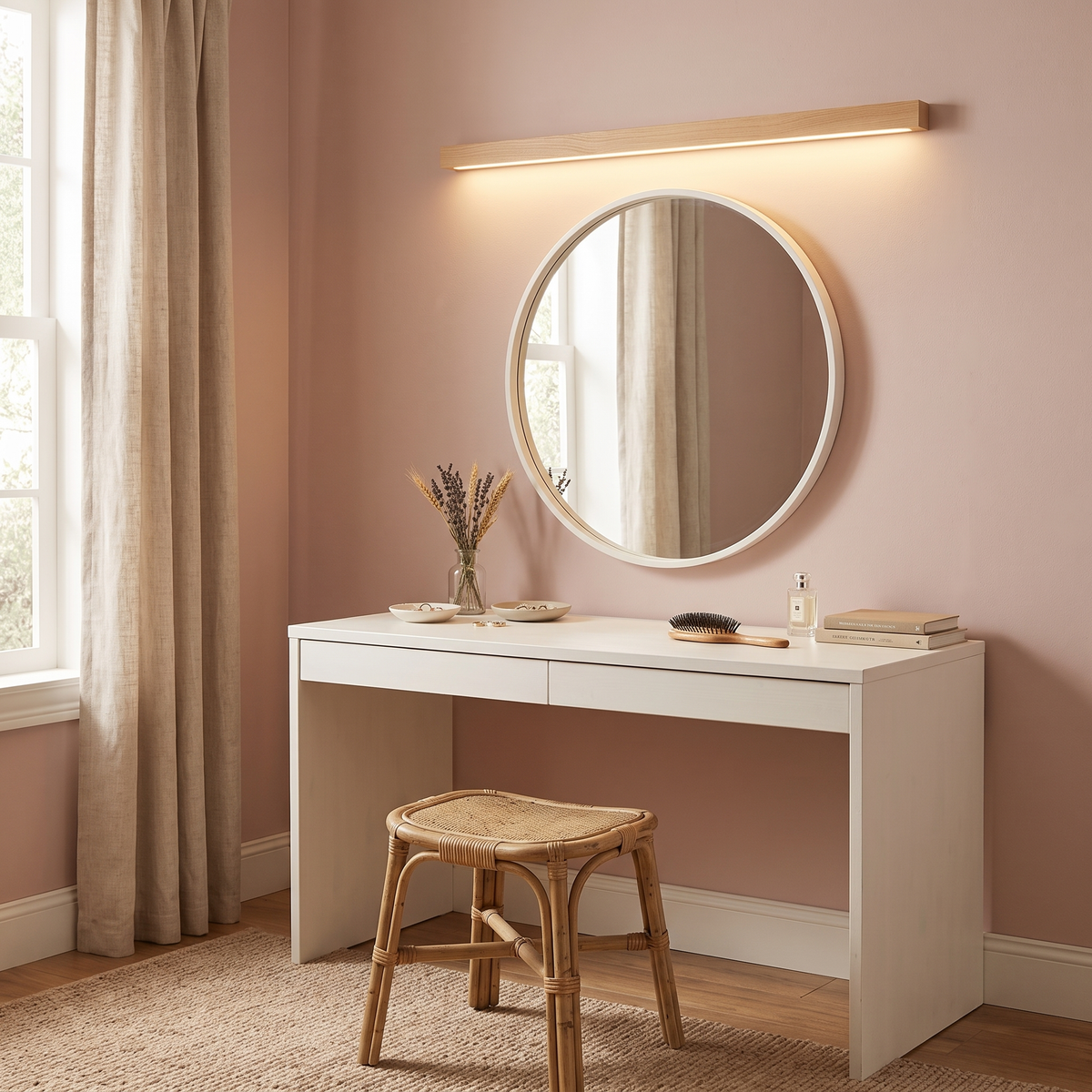 Alessio wall light above a dressing table mirror