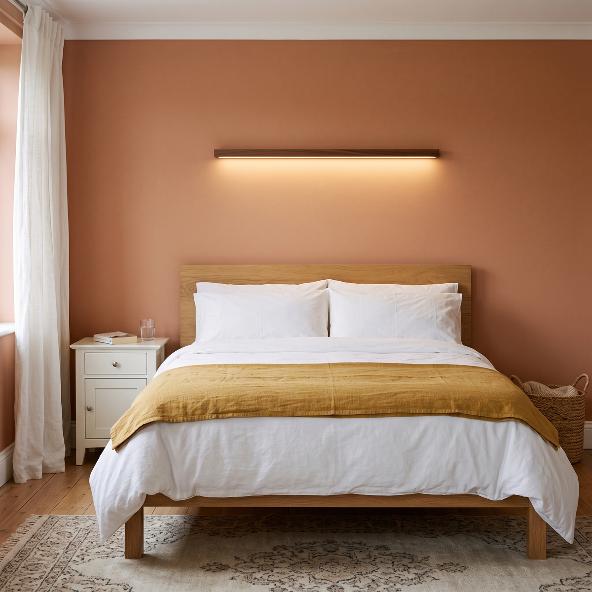 Alessio walnut wall light above a bed