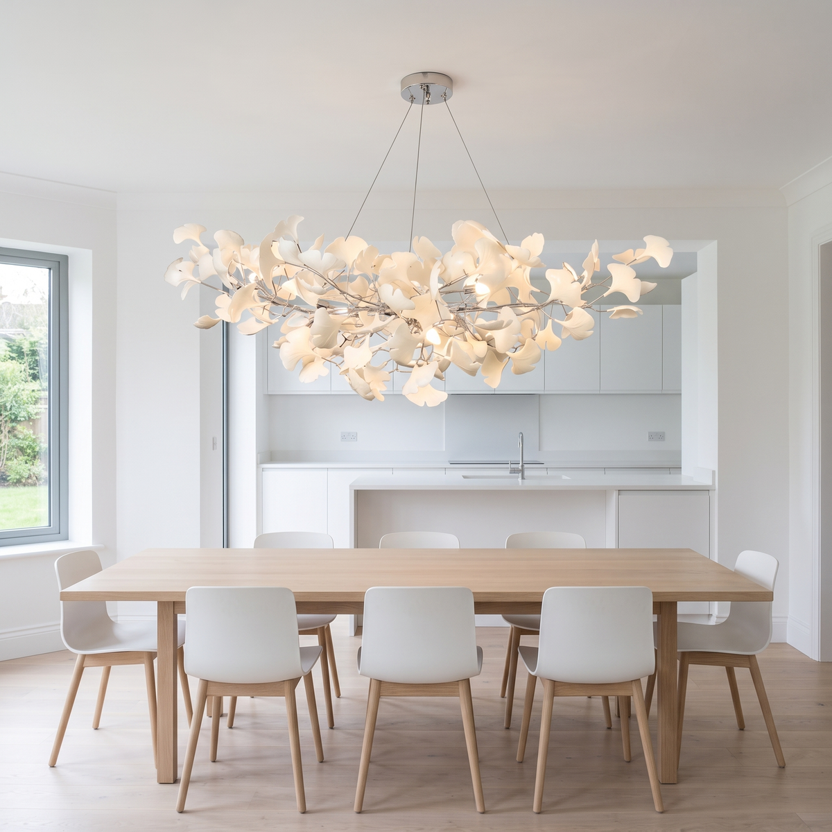 Seraphina 180–200 cm nickel over a dining table